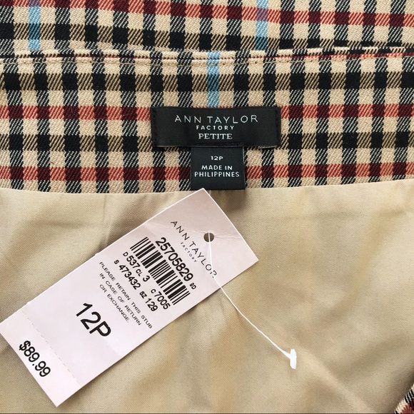 {Ann Taylor} Plaid faux wrap skirt, 12P - Picture 4 of 5
